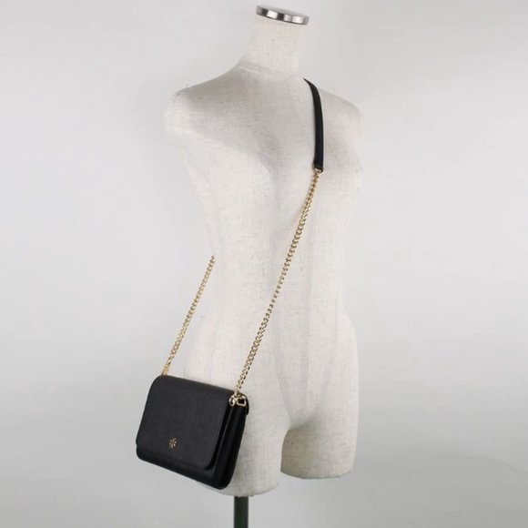 NEW Tory Burch bag crossbody black leather gold-tone hardware 2 straps NWT - Picture 13 of 15